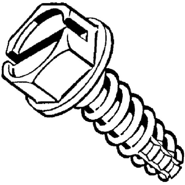 Midwest Fastener Sheet Metal Screw, #8 x 2 in, Zinc Plated Steel Flange Hex Head 10 PK 931732 - main